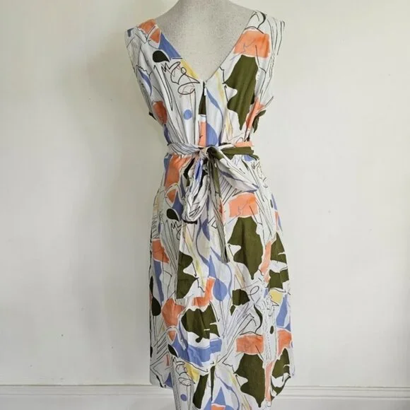 Lafayette 148 New York Aileen Print Tie-Waist Midi Dress - Picture 6 of 11